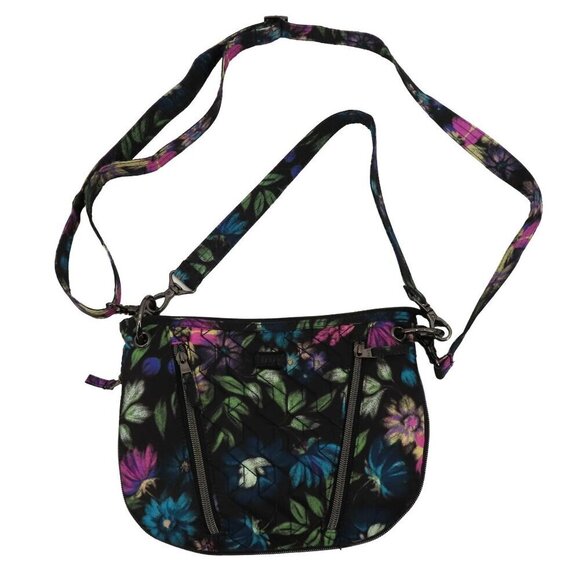 LUG Swivel Bloom Black Floral Flower Convertible Crossbody Bag Handbag Purse - Picture 1 of 8